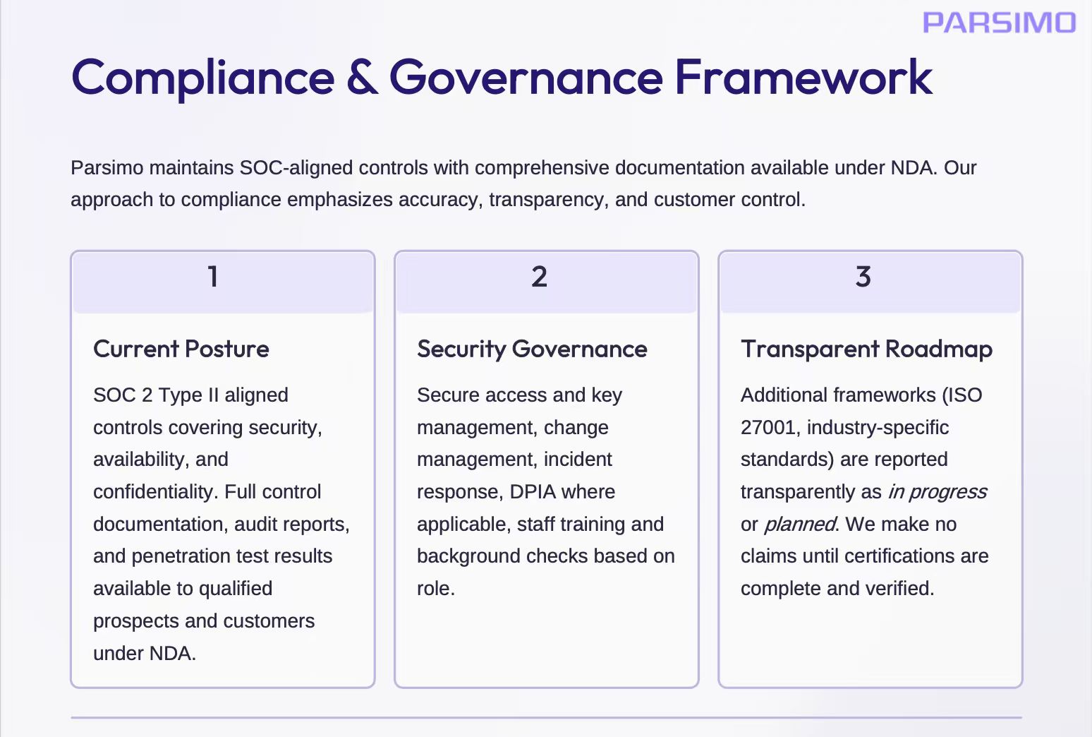 Parsimo - Compliance & Governance Framework